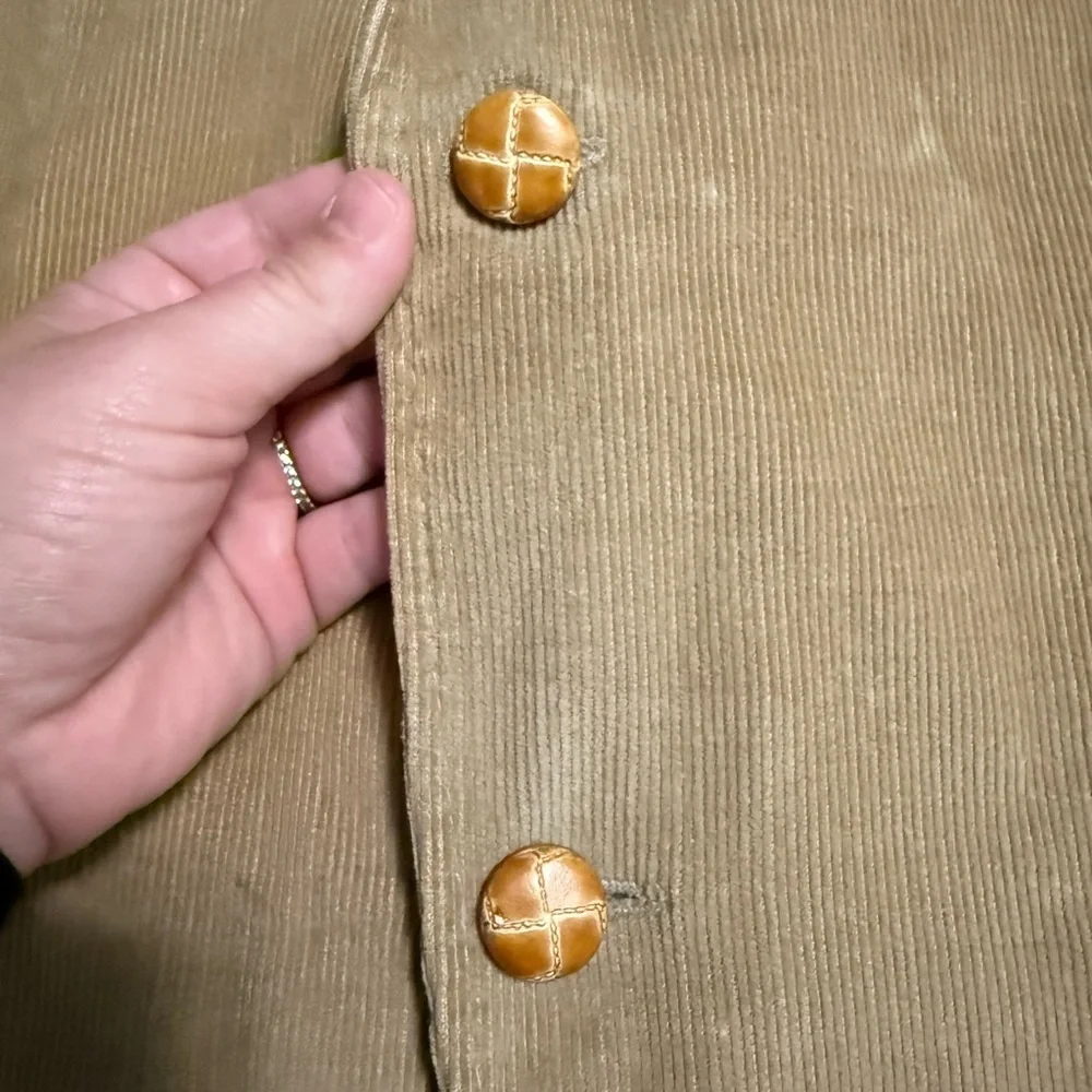 HAGGAR USA Vintage Tan Corduroy 2 Basket Weave Button Blazer Jacket 70s Retro 42